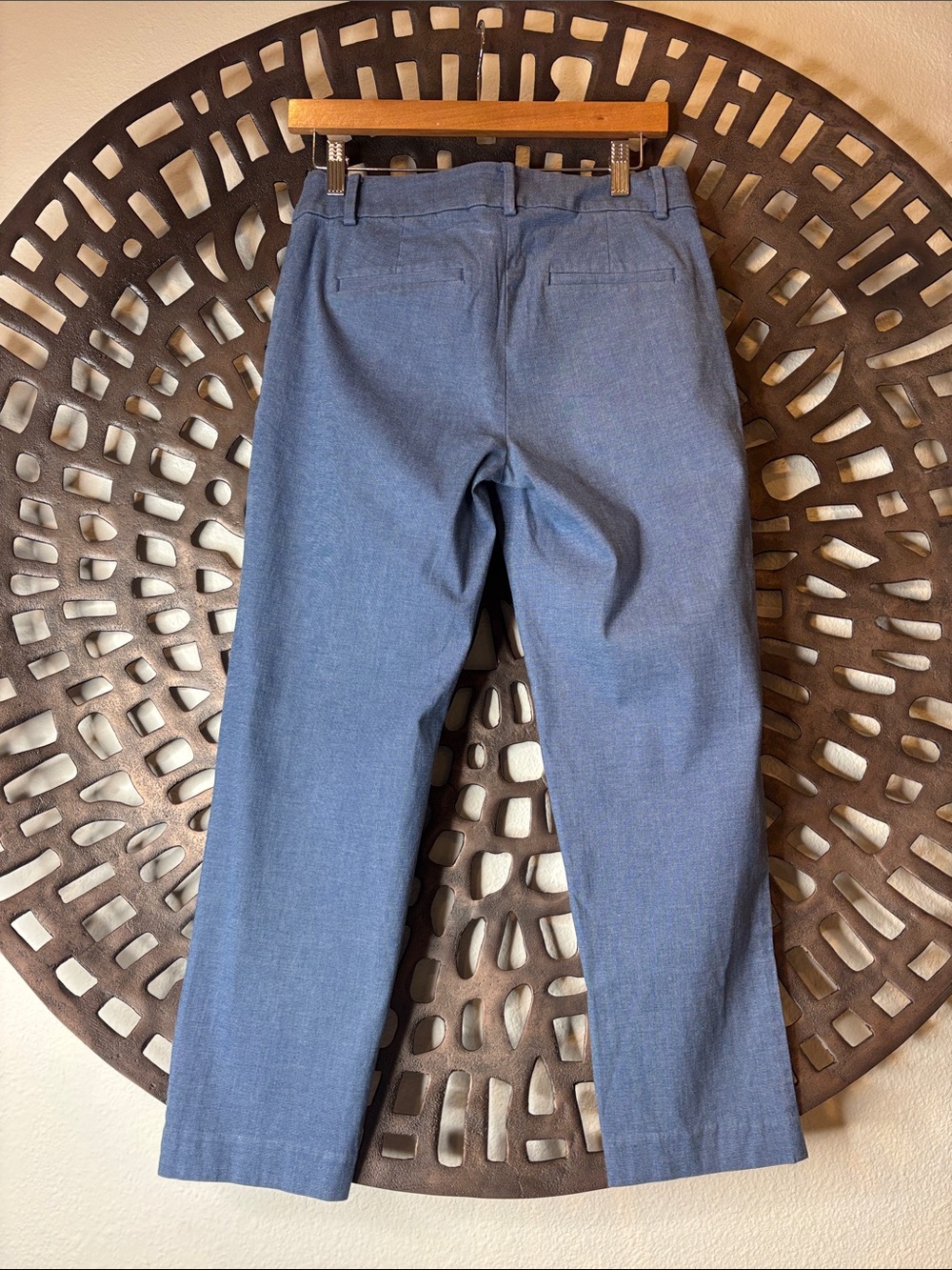 πLOFT Riviera Slim Straight Dress Pants Womens 2 Chambray Blue Stretch Cottonπ - Picture 2 of 13